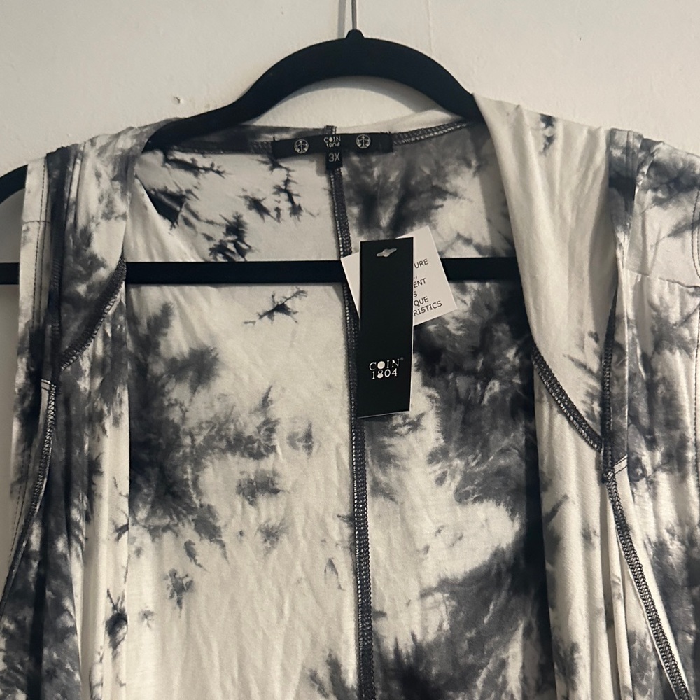 Sleeveless Hooded Tie-Dye Duster Vest - Picture 2 of 5